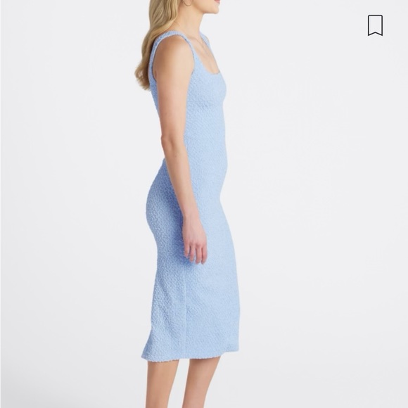 ASTR CRISANTA TEXTURED MIDI DRESS LIGHT BLUE - Picture 3 of 4